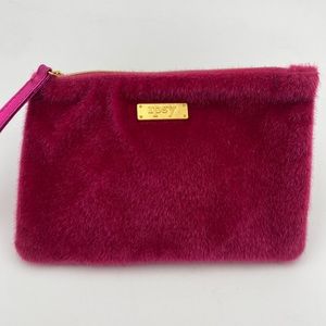 NWOT Ipsy Fuzzy Pink and Gold Cosmetic Bag!
